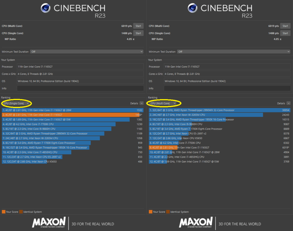 Acer Swift 3x Cinebench