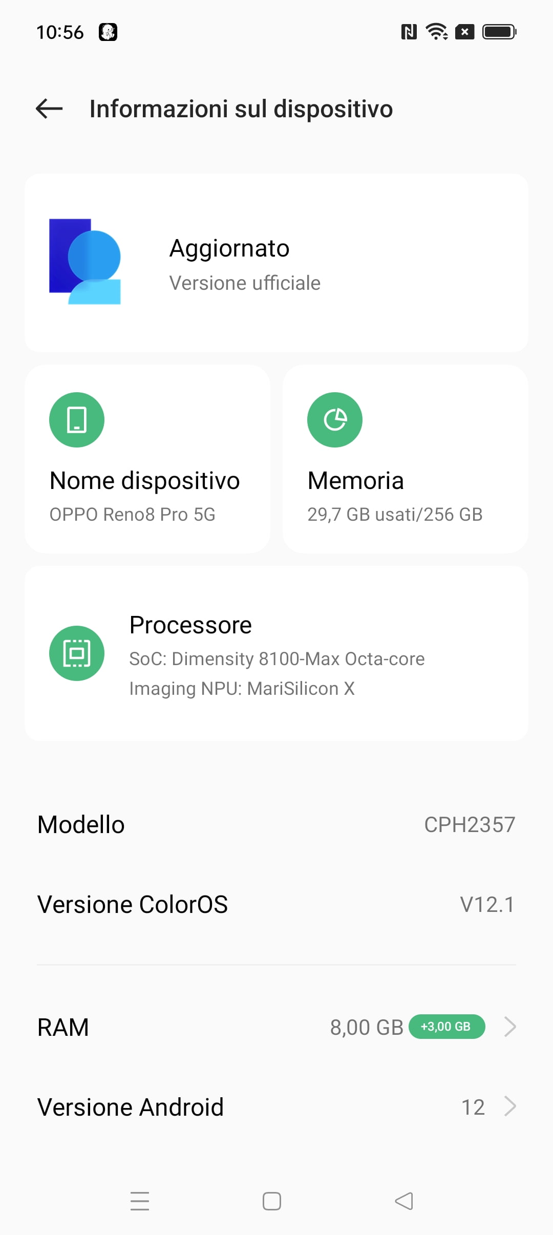 Recensione OPPO Reno 8 Pro - Stile e Marisilicon X nella fascia media 21 Screenshot 2022 08 30 10 56 36 25 fc704e6b13c4fb26bf5e411f75da84f2