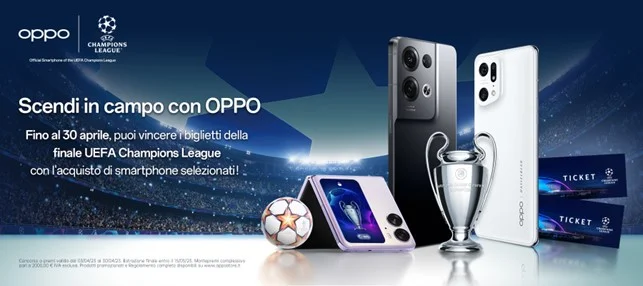 OPPO mette in palio dei biglietti per la UEFA Champion League. Scopri come vincerli 4 OPPO UCL CONTEST