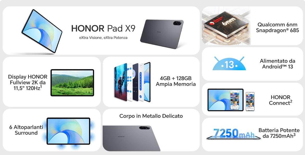HONOR presenta il tablet HONOR Pad X9 e partono le Summer Sale! 2 honor pad