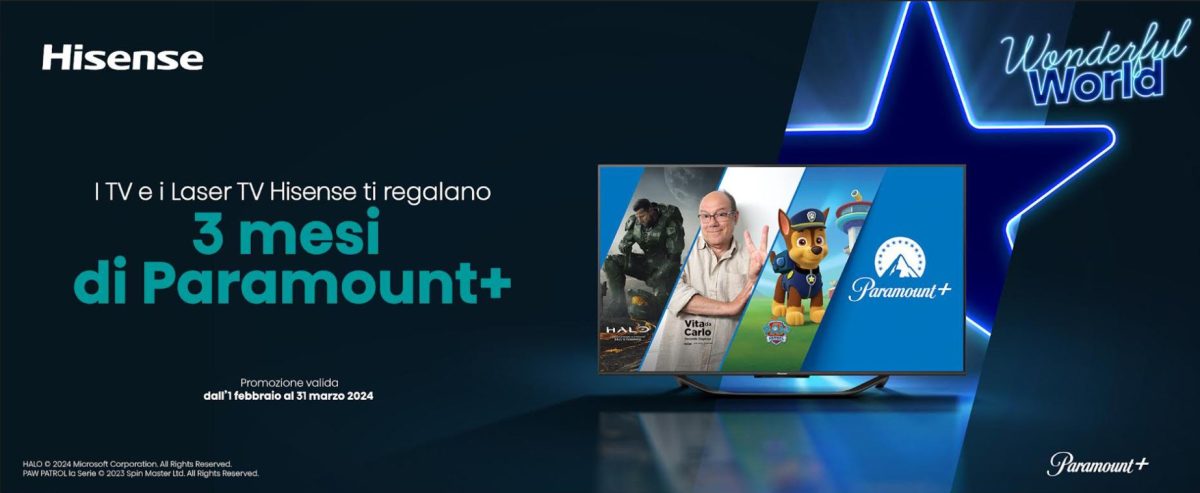 Hisense: Tre Mesi Gratuiti di Paramount+ con l'Acquisto di TV e Laser TV Selezionati 2 hisense paramount