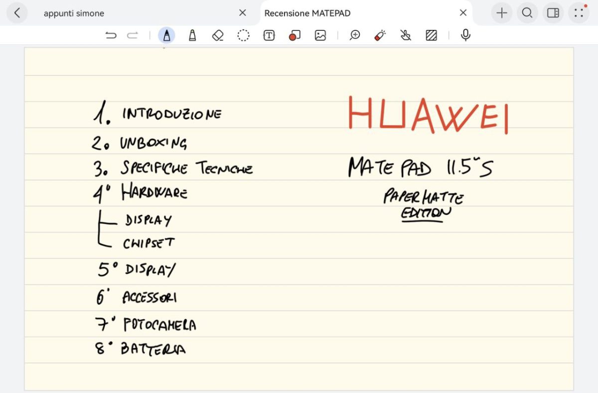Recensione HUAWEI MATEPAD 11.5 S PaperMatte Edition + tastiera e M-Pencil - Un'esperienza che funziona 13 HUAWEI NOTE 4