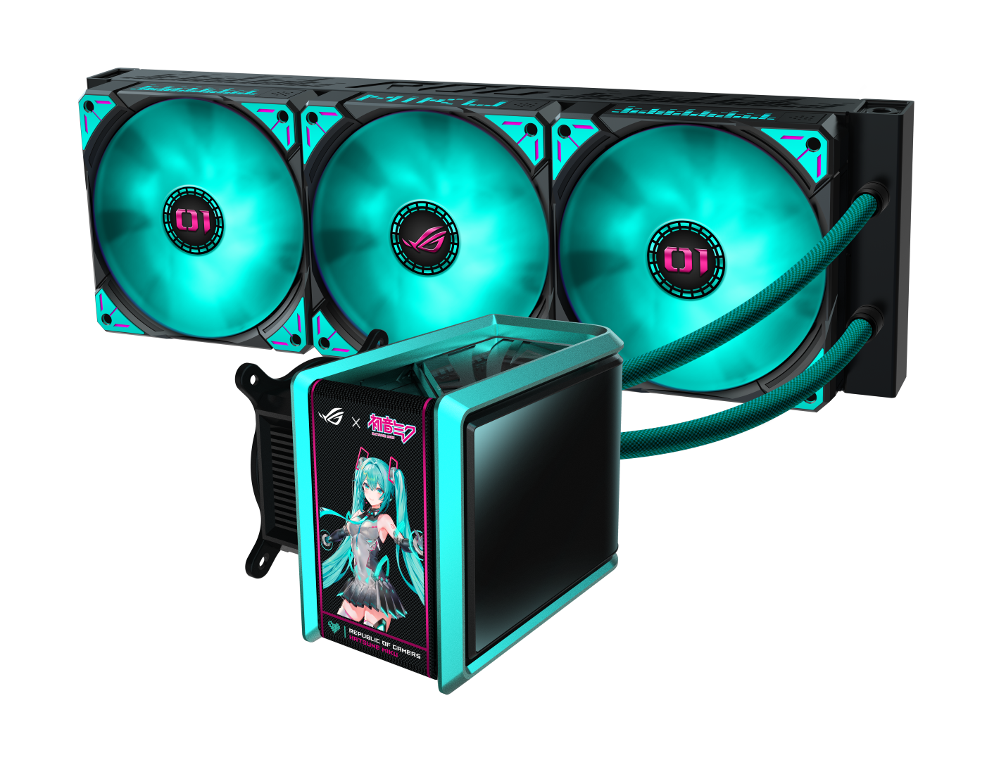 ASUS ROG x Hatsune Miku: una collezione unica tra potenza gaming e stile virtuale 4 ROG x Miku AIO Cooler WW 1 Final