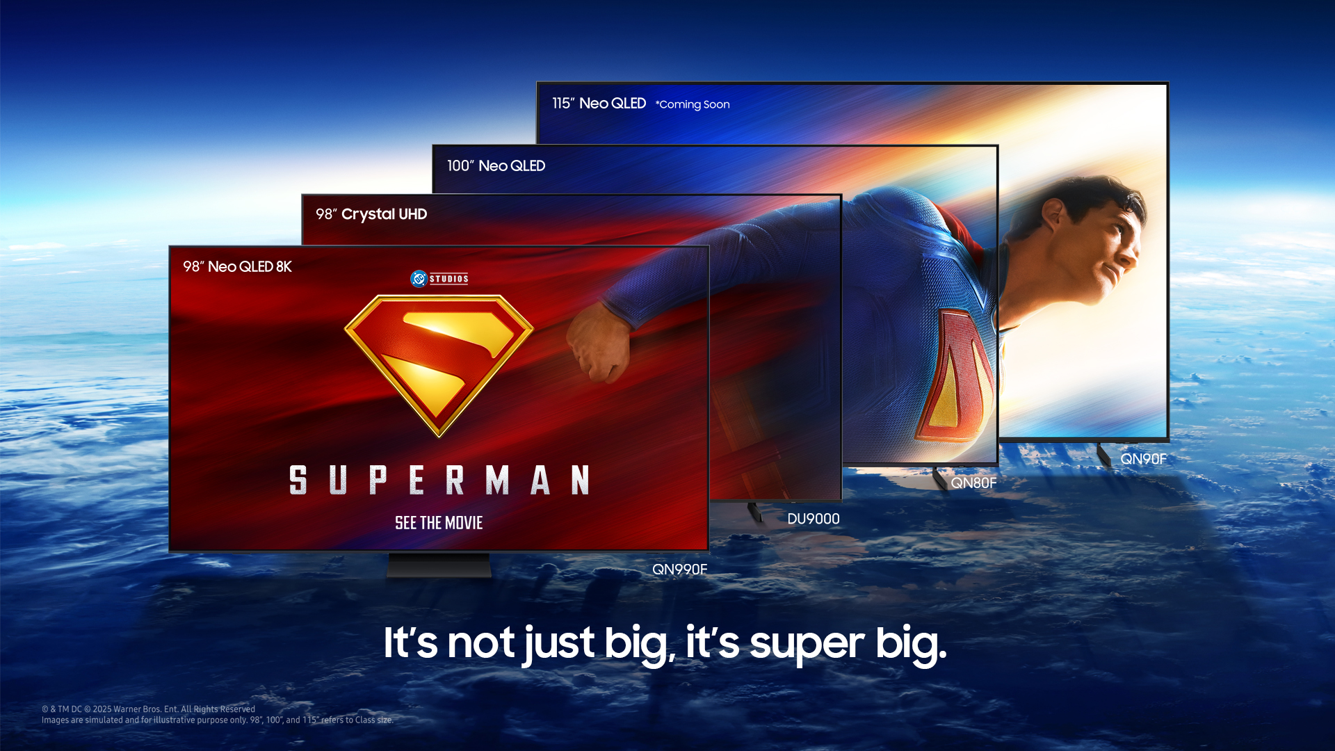 Warner Bros. e DC Studios insieme per un’esperienza “Super Grande” con Superman e i TV Samsung 2 The super big size TVs stand tall with a Superman theme
