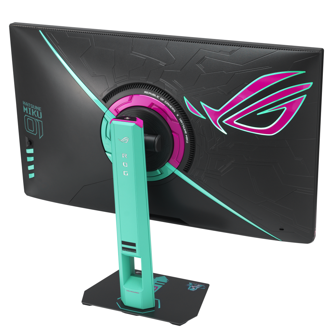 ASUS ROG x Hatsune Miku: una collezione unica tra potenza gaming e stile virtuale 5 XG27ACMEG G back2 1